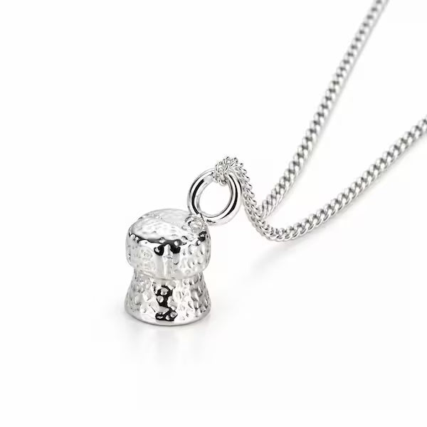 halsband med champagnekork unikt och massivt, handgjort av återvunnet silver