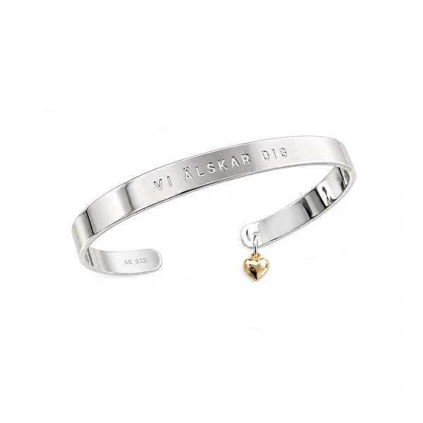 Classic Cuff namnarmband - stilrent silverarmband med namn & gravyr