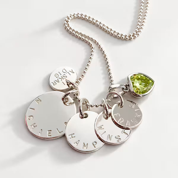 Coin namnhalsband med personlig text – handgjort