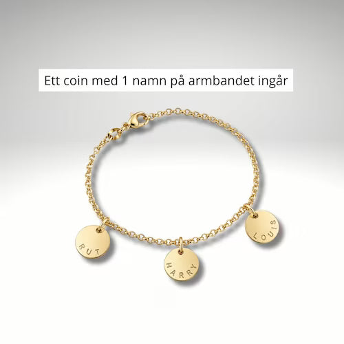 Coin namnarmband i 18K guld – personligt armband med namn