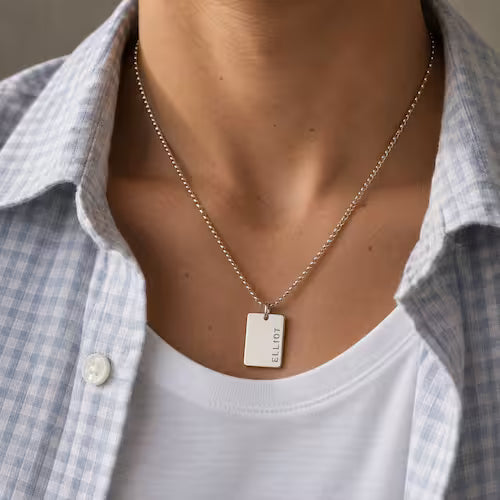Halsband med namnbricka - dophalsband med gravyr