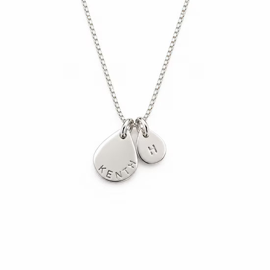 Life namnhalsband i form av en droppe i äkta silver med personlig text och eget namn