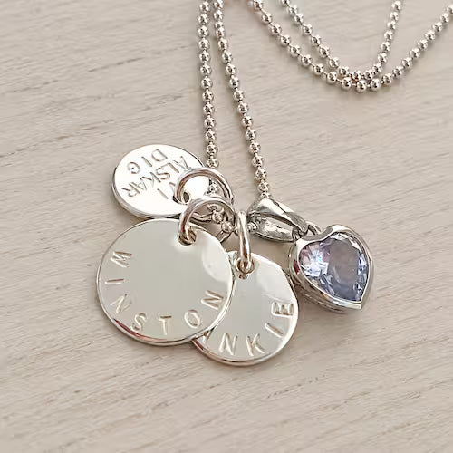 Coin namnhalsband med personlig text – handgjort