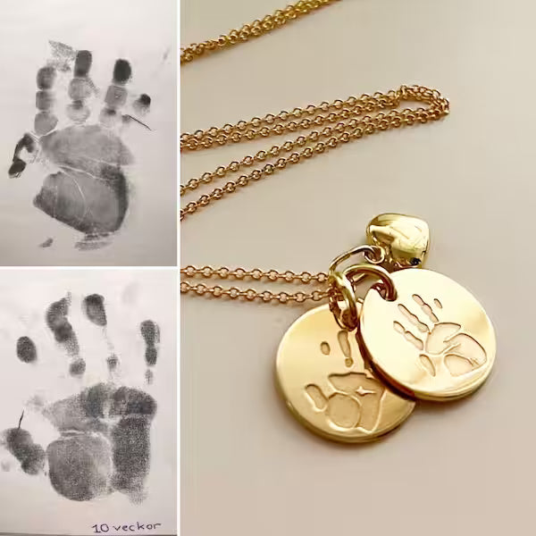 Smycke med eget handavtryck i 18K guld