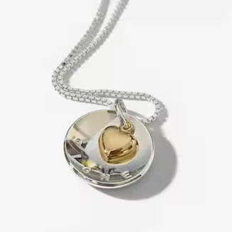 Coin namnhalsband med hjärta & namn grayvr