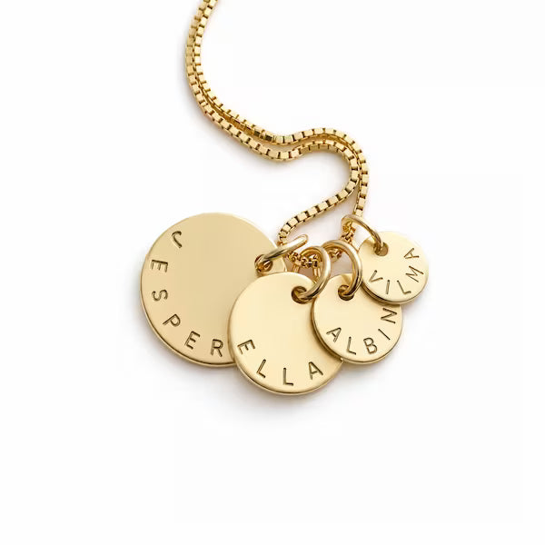 Coin Namnhalsband i 18K guld – personligt halsband med namn