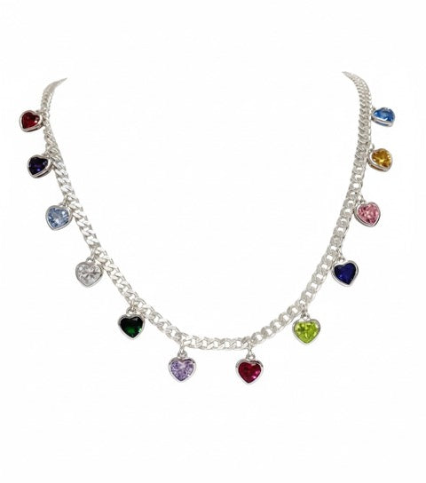 Halsband med 12 månadsstenar - ett hjärta för varje månad