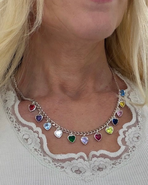 Halsband med 12 månadsstenar - ett hjärta för varje månad - bild 3