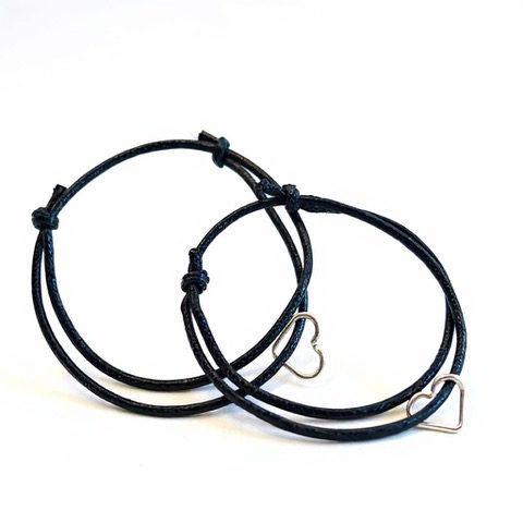 Armband med trådhjärta i äkta silver - one size fits all