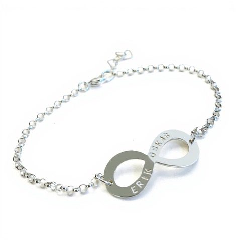 Armband Infinity i äkta silver med namn & gravyr - armband med evighetstecknet och personlig gravyr
