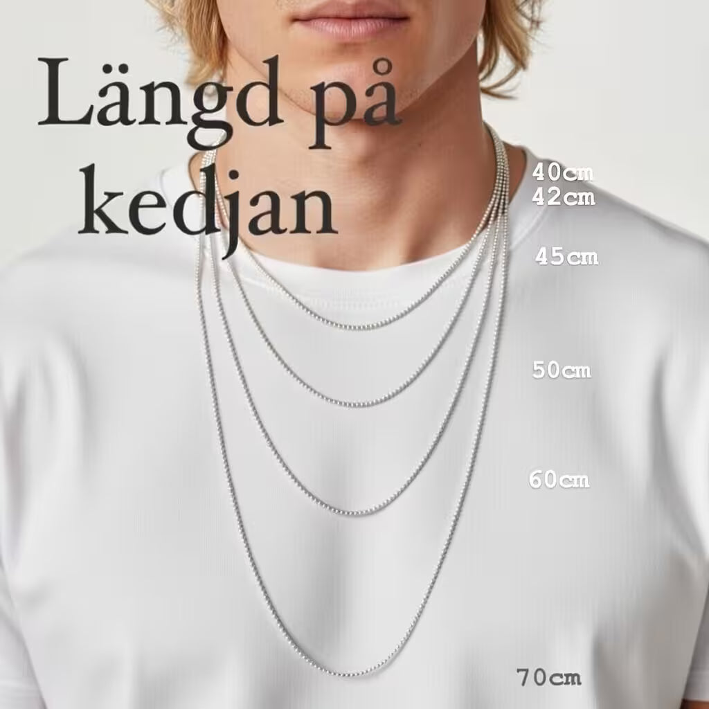 Guide för längd på kedja för en man, silverkedjor i olika längder