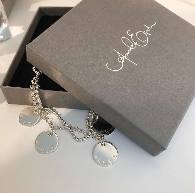 Coin namnarmband med dubbel kedja