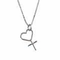 halsband med kvinnosymbol och hjärtformat huvud i äkta silver